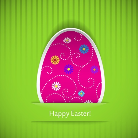Easter card with egg, cut out of paper. Vector illustration.のイラスト素材