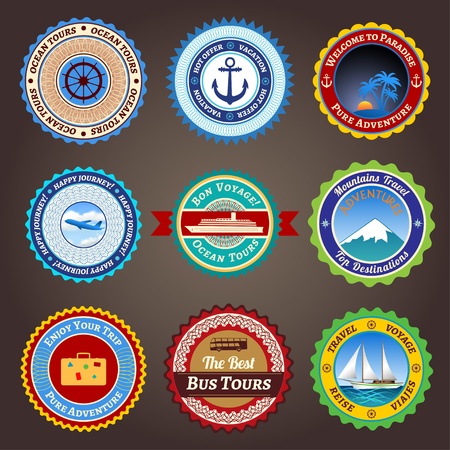 Set of labels, badges and stickers on travelのイラスト素材