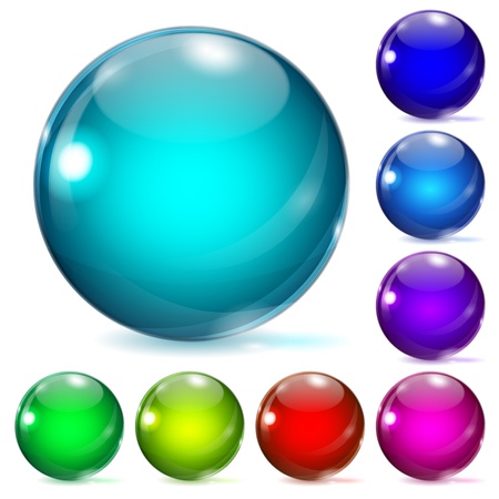 Set of multicolored glass spheres with shadowsのイラスト素材