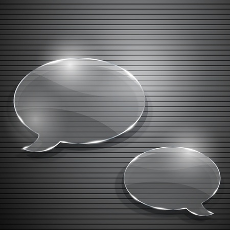 Two speech bubbles from glass on gray striped backgroundのイラスト素材