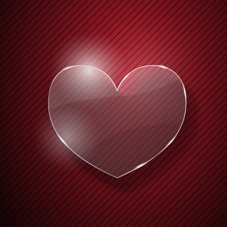 Heart from glass on red striped backgroundのイラスト素材
