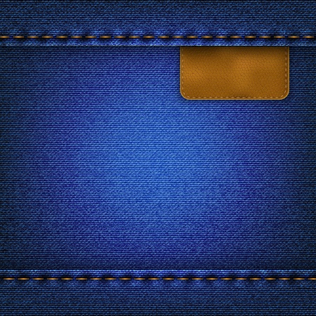 Blue jeans background with leather label sewnのイラスト素材