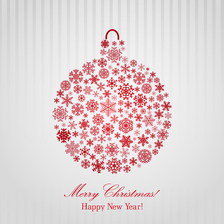Christmas with red Christmas ball, consisting of snowflakesのイラスト素材