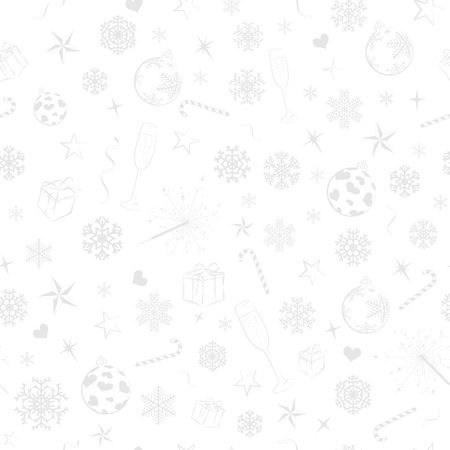 Seamless pattern from christmas symbols, gray on whiteのイラスト素材