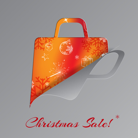 Christmas background with shopping bag, cut from paperのイラスト素材