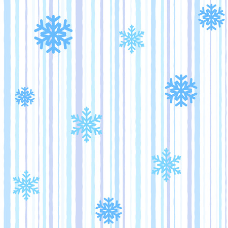 Christmas seamless pattern with blue stripes and snowflakesのイラスト素材