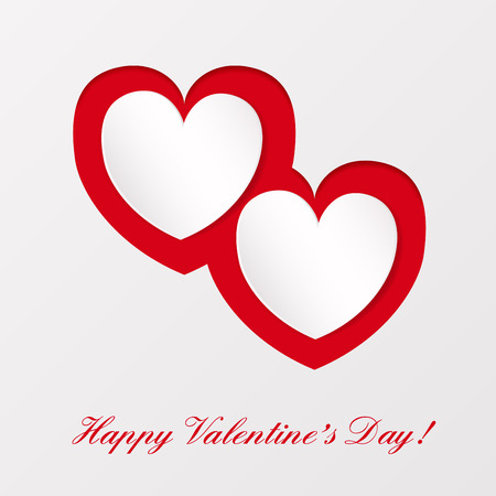 Greeting card with paper hearts on Valentines dayのイラスト素材