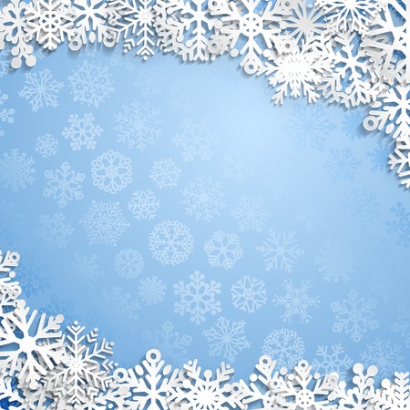 Christmas background of paper snowflakes with shadowsのイラスト素材