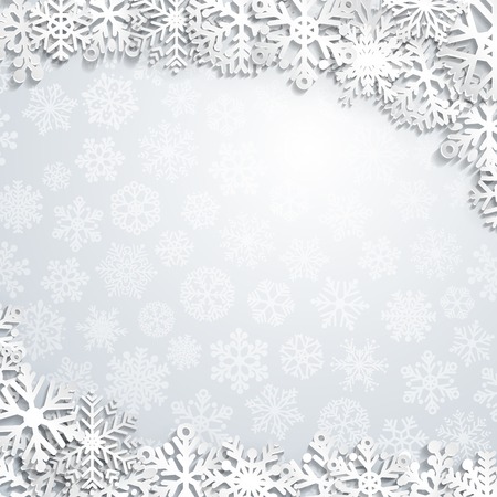 Christmas background of paper snowflakes with shadowsのイラスト素材