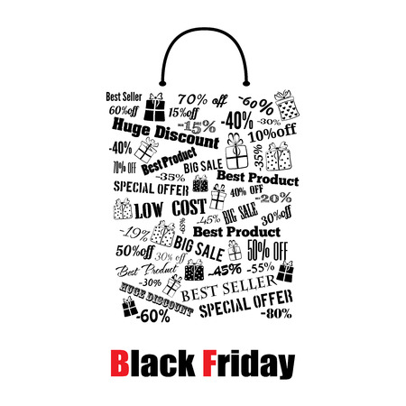 Black Friday shopping bag, made of discounts and special offersのイラスト素材