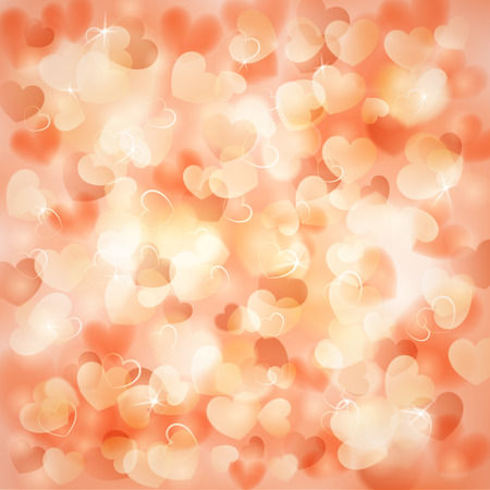 Background with many small hearts color of a peach and sparklesのイラスト素材