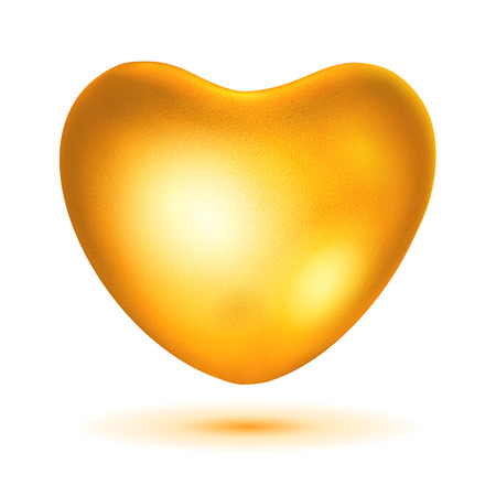 Bid gold heart with glare and shadowのイラスト素材