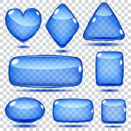 Set of transparent glass shapes in blue colorsのイラスト素材