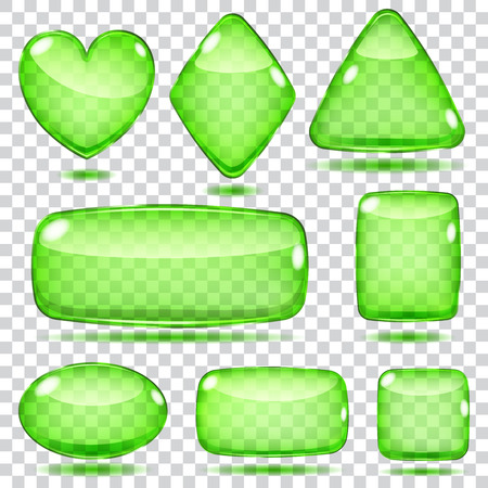 Set of transparent glass shapes in green colorsのイラスト素材