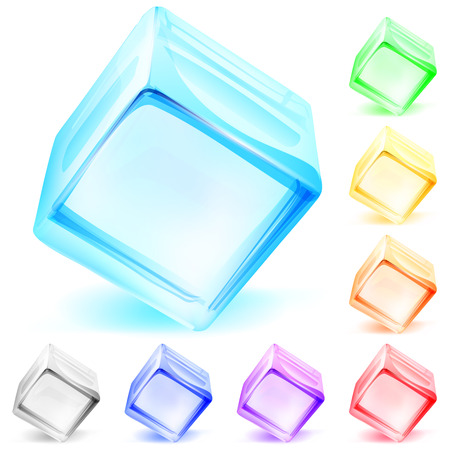 Set of multicolored opaque glass cubesのイラスト素材