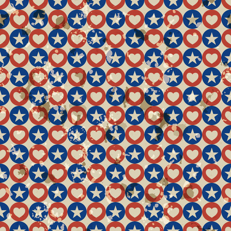 American vintage patriotic seamless pattern in the American national colors with spotsのイラスト素材