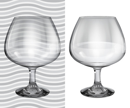 Transparent and opaque realistic empty brandy glassesのイラスト素材