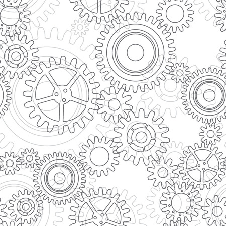 Seamless pattern of gear wheels in gray colorsのイラスト素材
