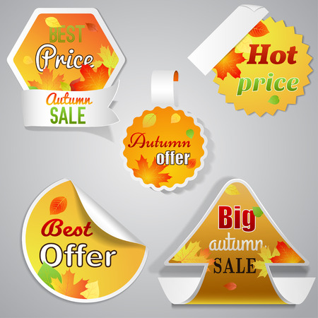 Set of five autumn sale labels with textのイラスト素材