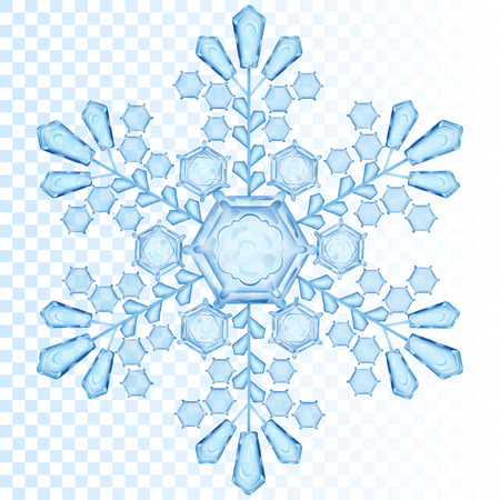Big transparent snowflake in blue color. Transparency only in vector fileのイラスト素材