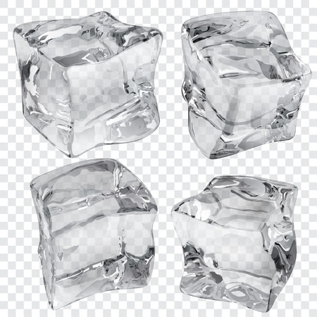 Set of four transparent ice cubes in gray colorsのイラスト素材