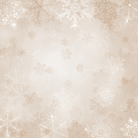 Christmas background with snowflakes in beige colorsのイラスト素材