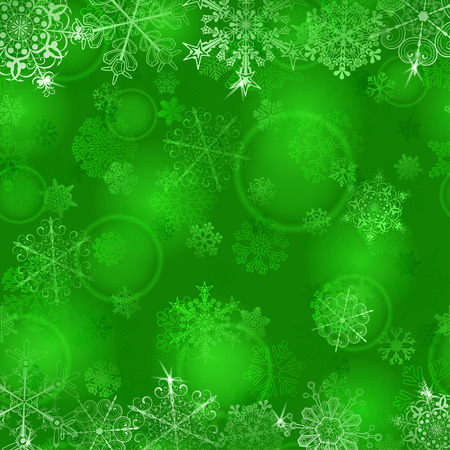 Christmas background with snowflakes in green colorsのイラスト素材