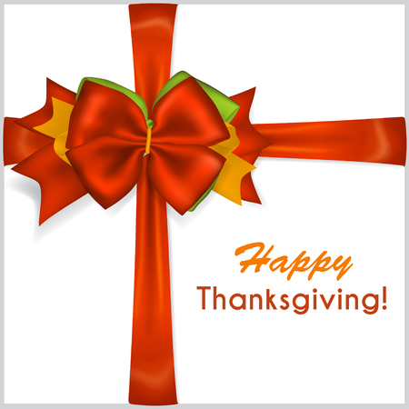 Beautiful Thanksgiving red bow with crosswise ribbonsのイラスト素材