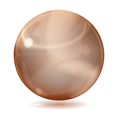 Big brown opaque glass sphere with glares and shadow on white backgroundのイラスト素材