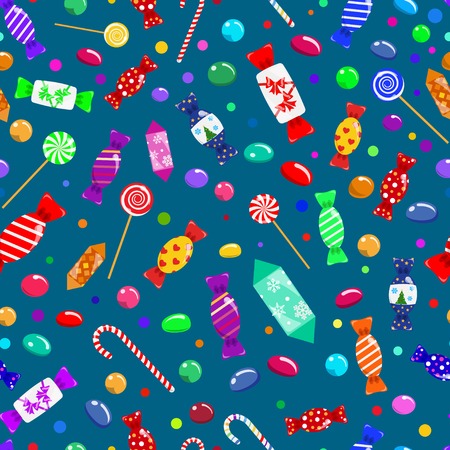 Seamless pattern of candies, lollypops and sweetsのイラスト素材