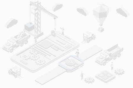 Flat 3d isometric mobile and smartwatch designのイラスト素材