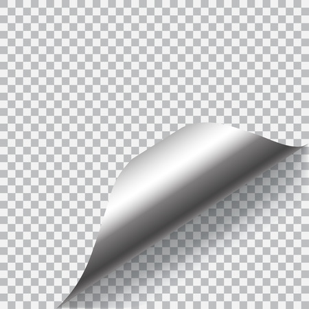 Curled corner of paper with shadow on transparent background. Transparency only in vector formatのイラスト素材