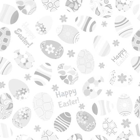 Seamless gray pattern of Easter eggs with various ornamentsのイラスト素材