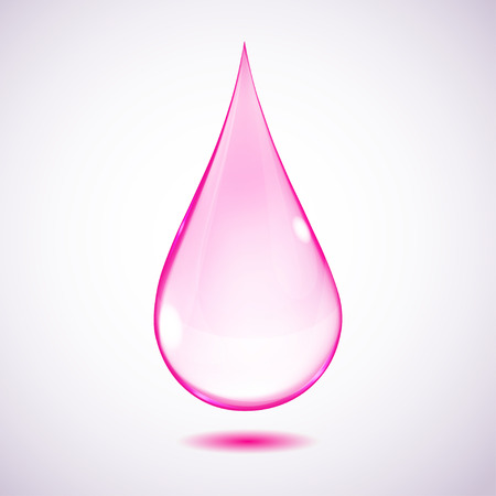 One big pink drop on white background with shadowのイラスト素材