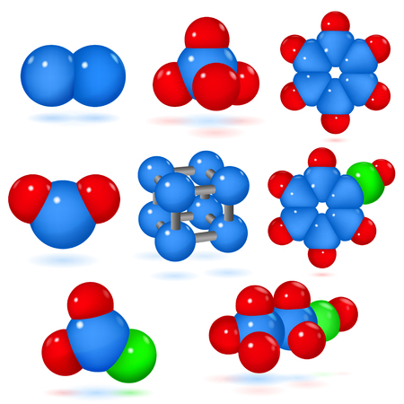 Set of  models of molecules of various chemicalsのイラスト素材