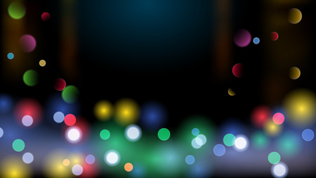 Abstract background with bokeh effect. Blurred defocused multicolored lights. Colored bokeh lights on black background.のイラスト素材