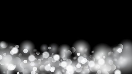 Abstract background with bokeh effect. Blurred defocused lights in white colors. White bokeh lights on black background.のイラスト素材