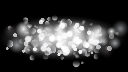 Abstract background with bokeh effect. Blurred defocused lights in white colors. White bokeh lights on black background.のイラスト素材