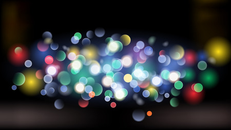 Abstract background with bokeh effect. Blurred defocused multicolored lights. Colored bokeh lights on black background.のイラスト素材