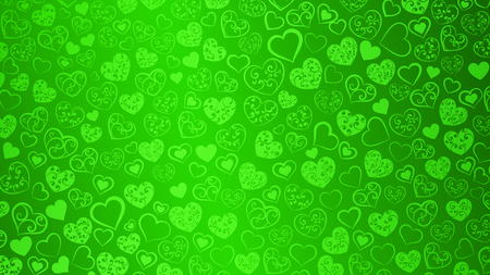 Background of big and small hearts with swirls in green colorsのイラスト素材