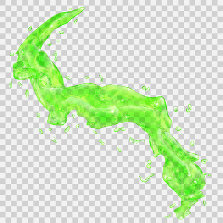 Transparent water splash with water drops in green colors, isolated on transparent background. Transparency only in vector fileのイラスト素材