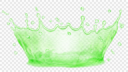 Transparent water crown, splash of water in green colors.のイラスト素材