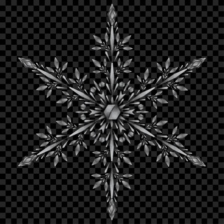 Big translucent Christmas snowflake in gray colors on transparent background.  Transparency only in vector fileのイラスト素材