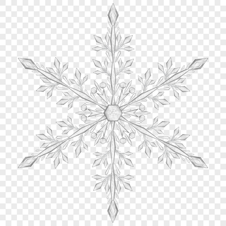 Big translucent Christmas snowflake in gray colors on transparent background.  Transparency only in vector fileのイラスト素材