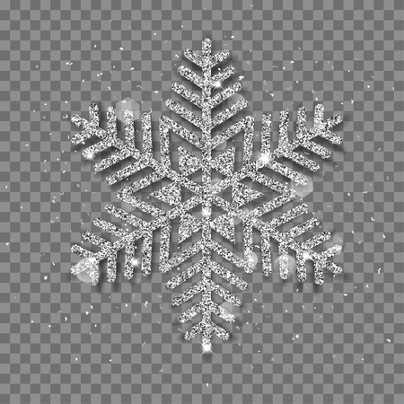 Big shiny Christmas snowflake made of silver glitters with sparkles and glaresのイラスト素材