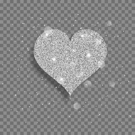 Big shiny heart made of silver glitters with sparkles and glaresのイラスト素材