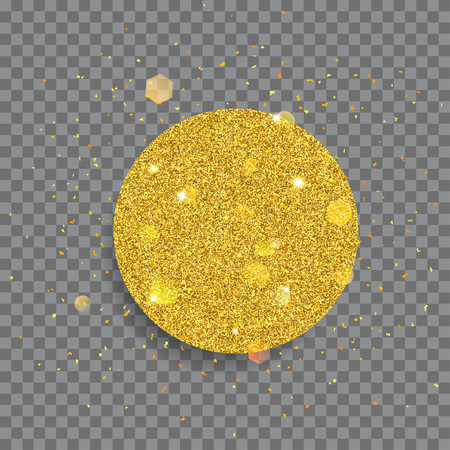 Big shiny circle made of golden glitters with sparkles and glaresのイラスト素材