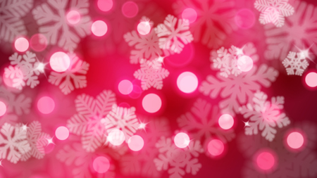 Christmas background of defocused snowflakes with glares and bokeh effect, in crimson colorsのイラスト素材