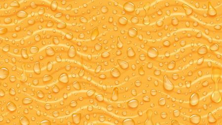 Background of waves and water drops of different shapes with shadows in yellow colorsのイラスト素材