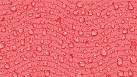 Background of waves and water drops of different shapes with shadows in pink colorsのイラスト素材